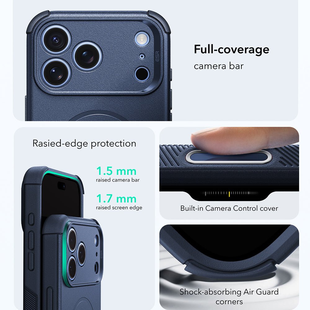 ESR iPhone 18 Pro / iPhone 17 Pro - Σκληρή Θήκη με Πλαίσιο Σιλικόνης - Cyber Halolock - Navy Blue