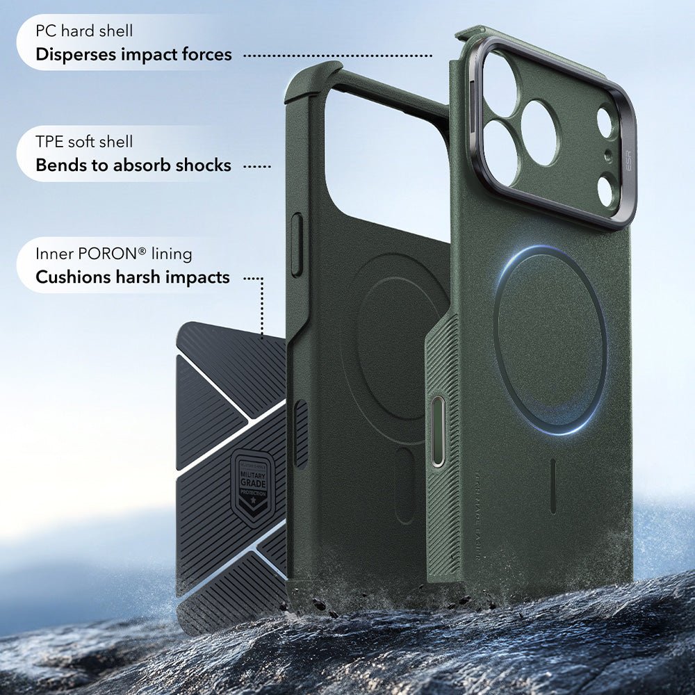 ESR iPhone 18 Pro / iPhone 17 Pro - Σκληρή Θήκη με Stand και MagSafe - Cyber Armor Kickstand - Olive Green