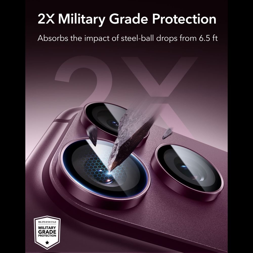 ESR iPhone 18 Pro / iPhone 18 Pro Max Αντιχαρακτικό Γυαλί για την Κάμερα - Armorite - Deep Burgundy