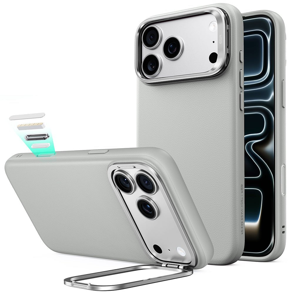 ESR iPhone 18 Pro Max / iPhone 17 Pro Max - Σκληρή Θήκη MagSafe με Πλαίσιο Σιλικόνης και Σταντ - Atelier Magnetic Kickstand - Grey