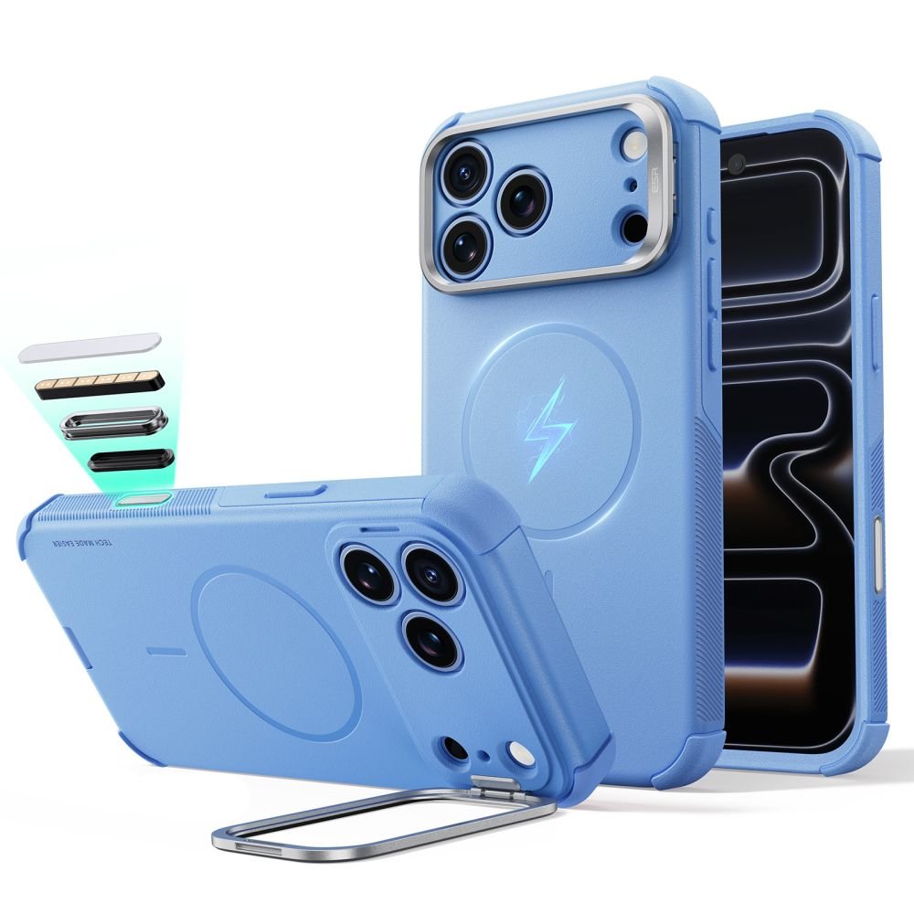 ESR iPhone 18 Pro Max / iPhone 17 Pro Max - Σκληρή Θήκη MagSafe με Πλαίσιο Σιλικόνης και Σταντ - Cyber Tough Kickstand - Light Blue