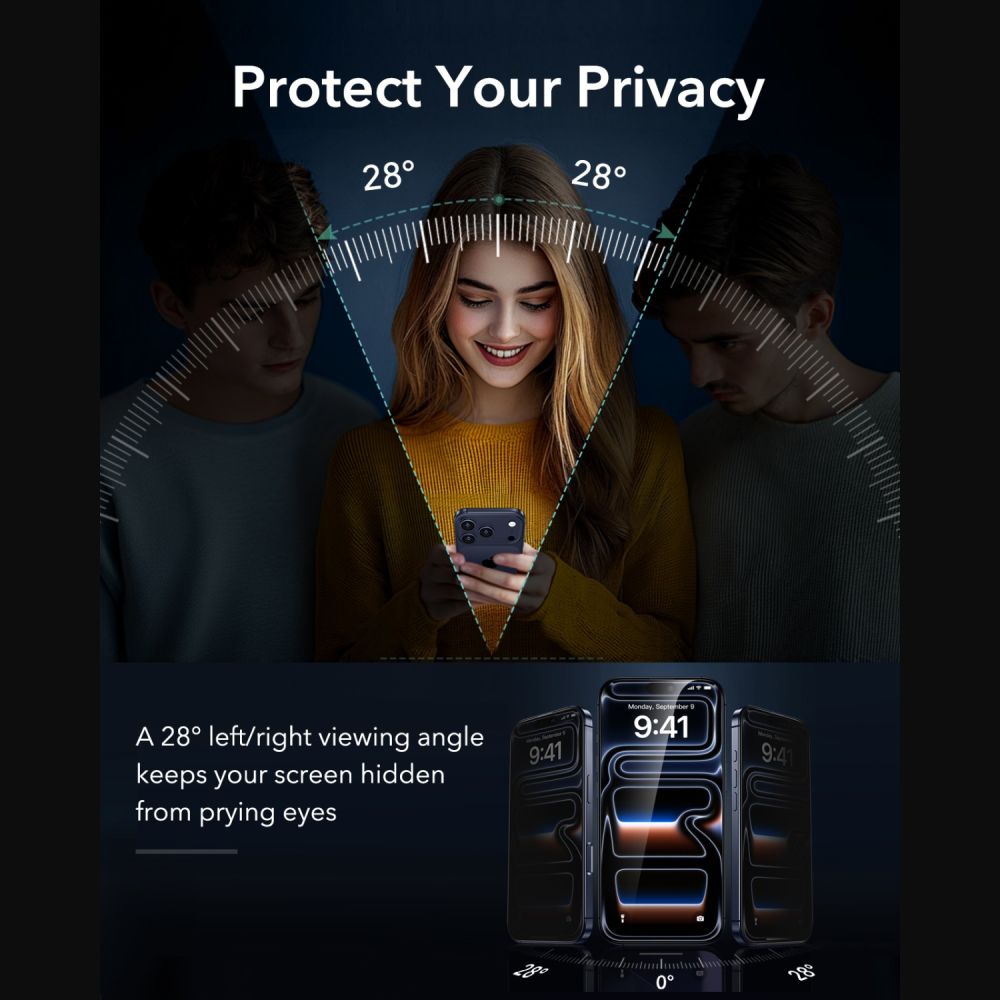 ESR iPhone 18 Pro - Privacy Αντιχαρακτικό Γυαλί Οθόνης - UltraFit Armorite - 2 Τεμάχια - Privacy