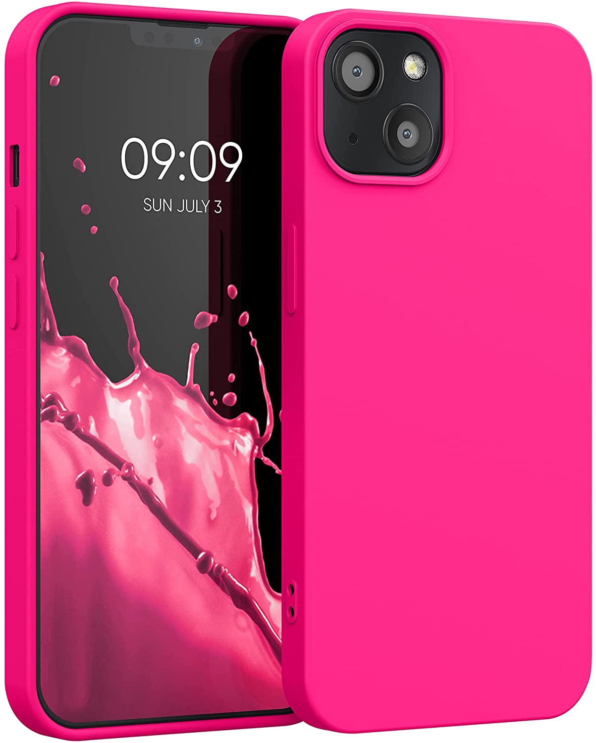 KW iPhone 13 Θήκη Σιλικόνης Rubberized TPU - Neon Pink - 55948.77