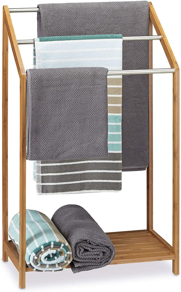 Relaxdays Κρεμάστρα για Πετσέτες από Μπαμπού - Natural - 4052025202910