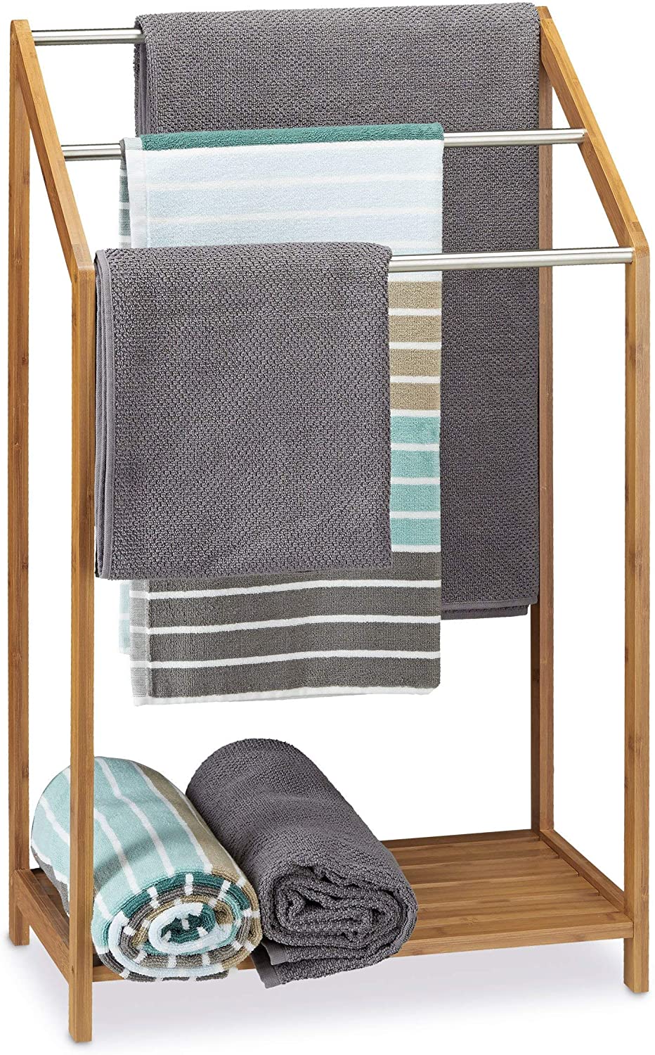 Relaxdays Κρεμάστρα για Πετσέτες από Μπαμπού - Natural - 4052025202910