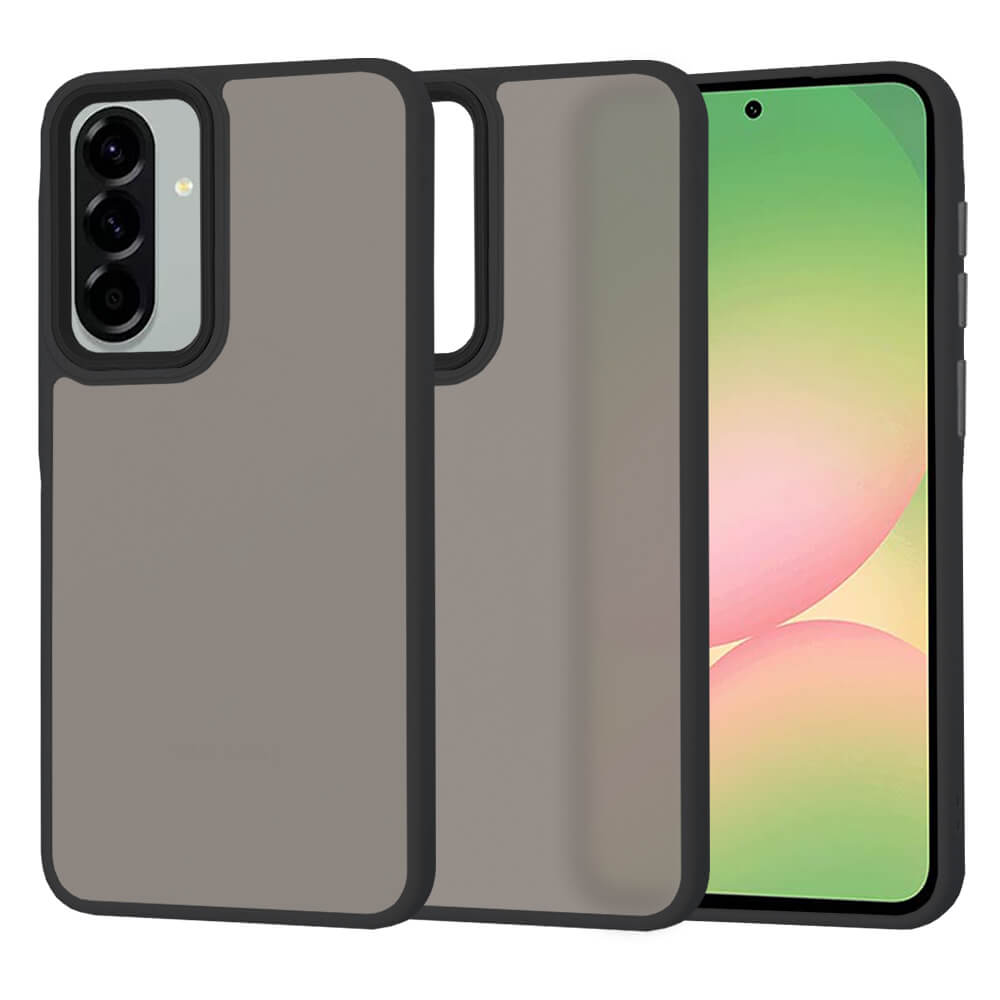 Techsuit Samsung Galaxy A56 5G - HaloFrost Series - Σκληρή Θήκη με Πλαίσιο Σιλικόνης - Smoke Black