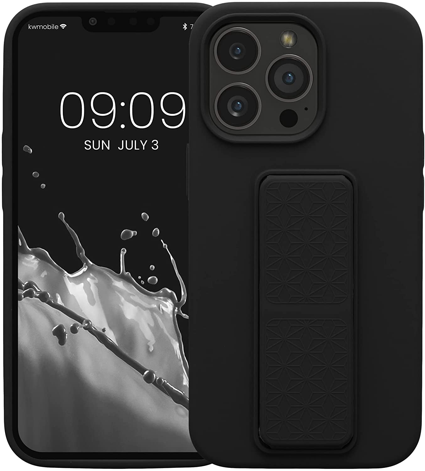 KW iPhone 13 Pro Θήκη Σιλικόνης TPU με Finger Holder - Black - 58277.01