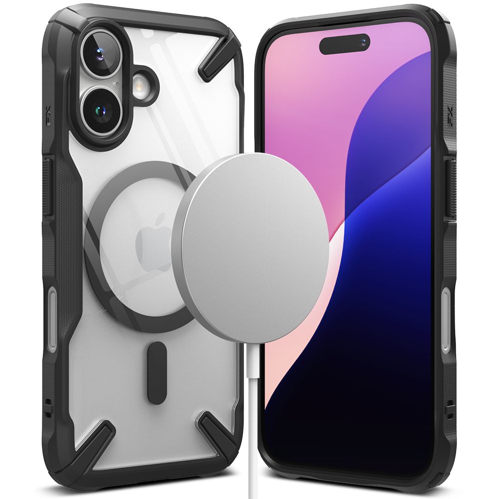 Ringke iPhone 16 Fusion X Magnetic MagSafe Σκληρή Θήκη με Πλαίσιο Σιλικόνης και MagSafe - Black