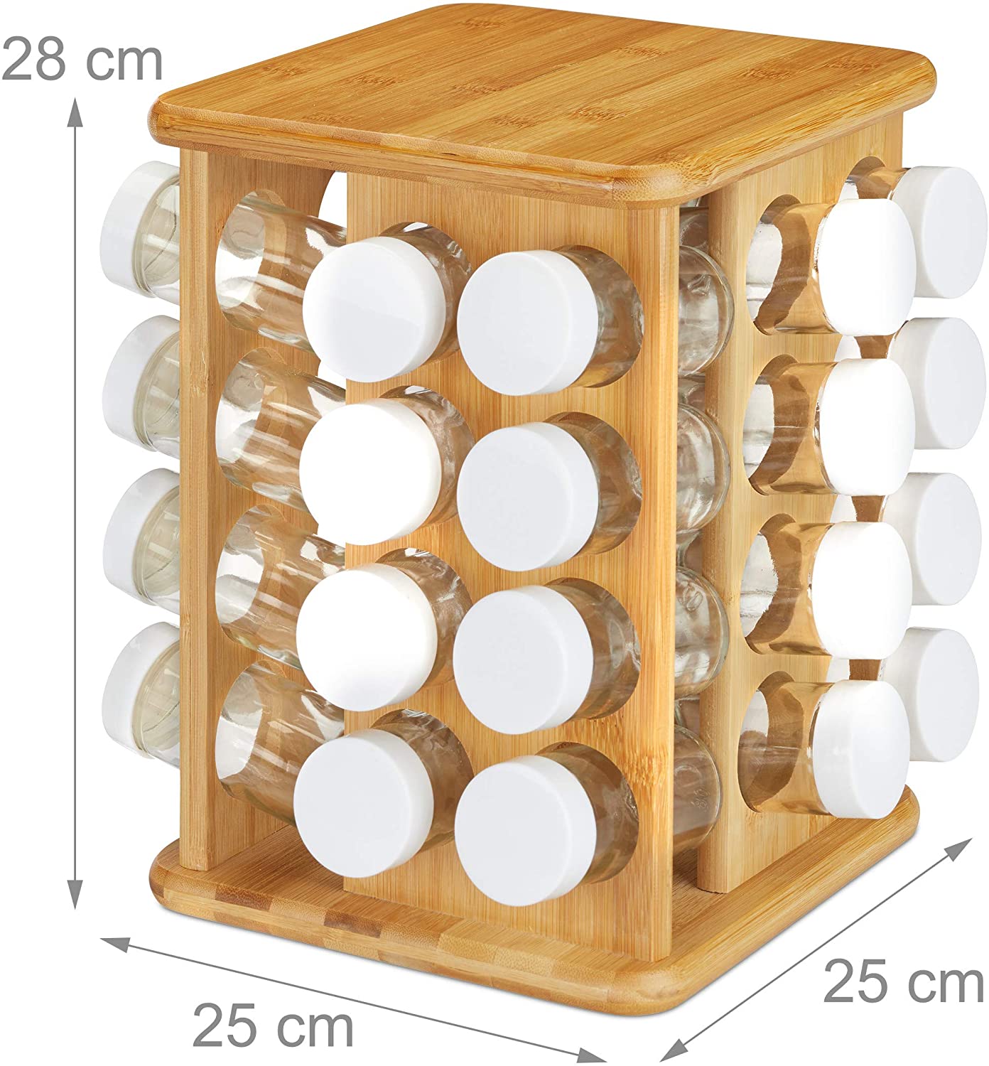 Relaxdays XXL Καρουζέλ Μπαχαρικών από Μπαμπού με 32 Δοχεία - Natural - 4052025242091