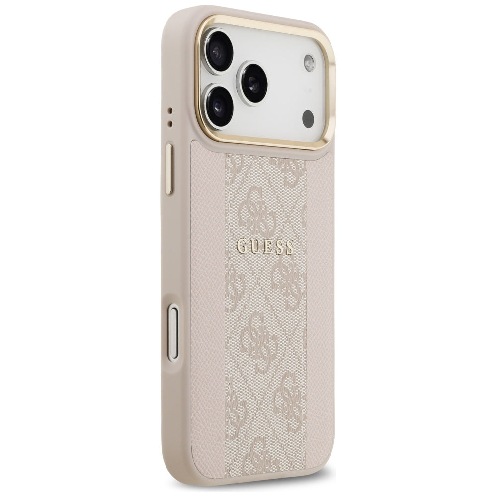 Guess iPhone 17 Pro Max - 4G Stripe MagSafe - Θήκη με Επένδυση Συνθετικού Δέρματος - Pink - GUHMP17XPG4SEMCP
