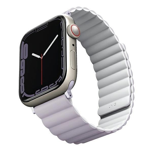 Uniq Λουράκι Apple Watch 2 / 3 / 4 / 5 / 6 / 7 / 8 / 9 / SE - 38 / 40 / 41 mm Revix Μαγνητικό Σιλικόνης Διπλής Όψης - Lilac / White