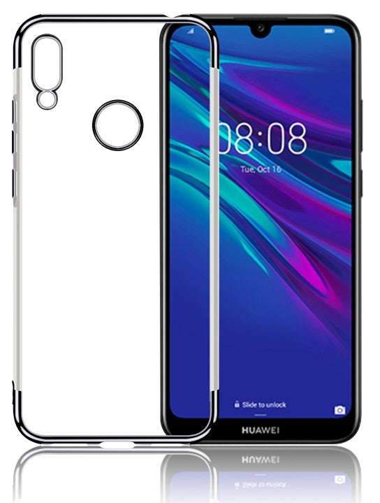 OEM Huawei Y6 2019 Electroplating Θήκη Σιλικόνης TPU - Black - Διάφανη