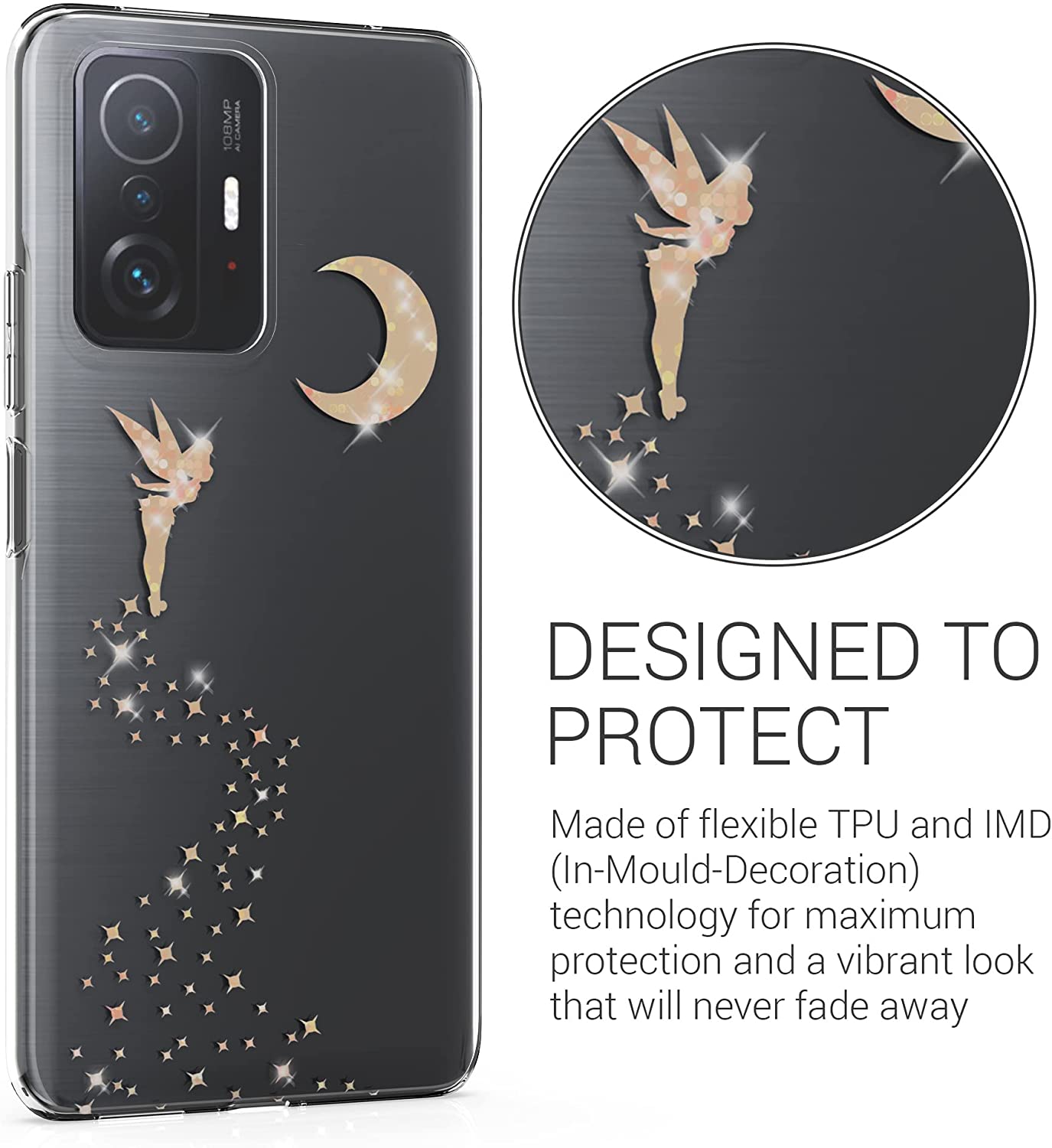 KW Xiaomi 11T / 11T Pro Θήκη Σιλικόνης TPU Design Glitter Fairy - Rose Gold / Διάφανη - 57086.01