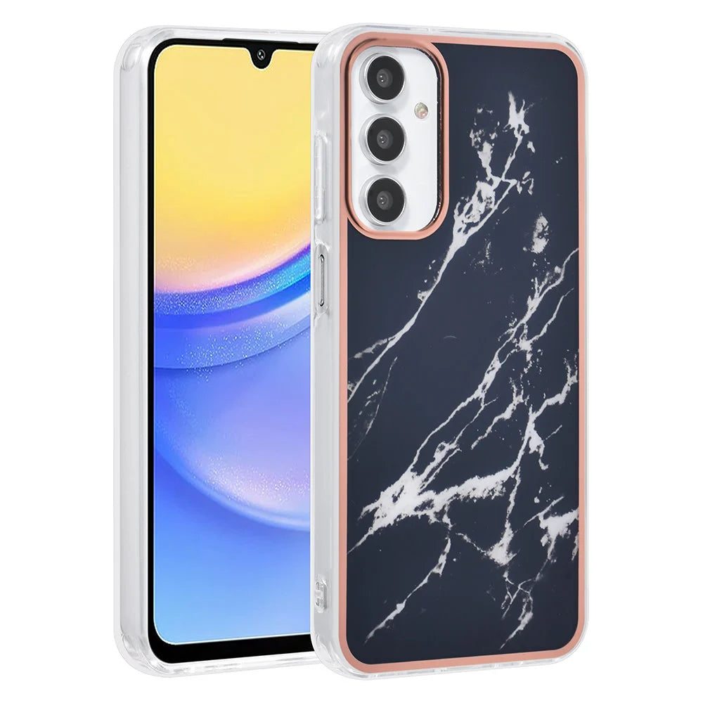 Tuniq Samsung Galaxy A15 4G / A15 5G - Σκληρή Θήκη με Πλαίσιο Σιλικόνης - Σχέδιο Μάρμαρο - Μαύρη