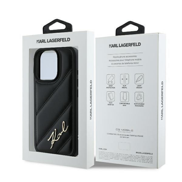 Karl Lagerfeld iPhone 16 Pro Max - Quilted Signature - Θήκη με Επένδυση Συνθετικού Δέρματος - Black - KLHCP16XPQDSMGK