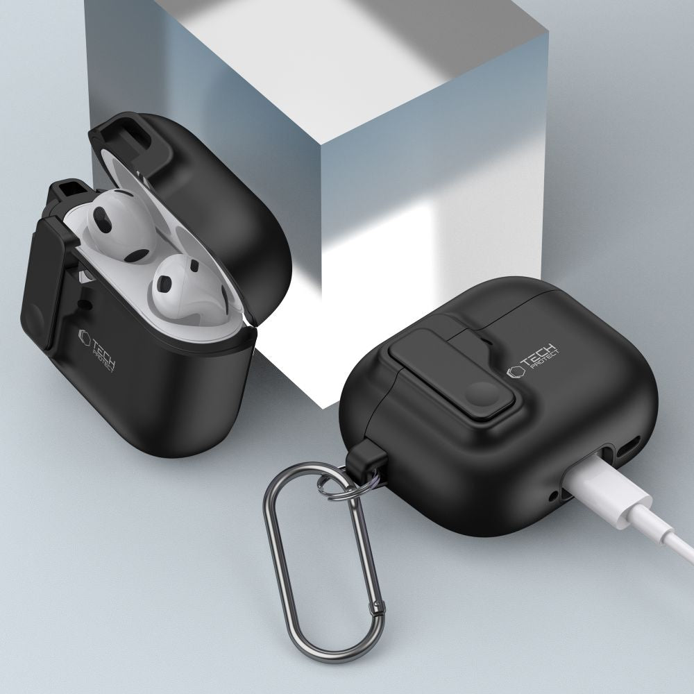Tech-Protect AirPods 4 Θήκη από Σκληρό Πλαστικό - Slim Hook - Black