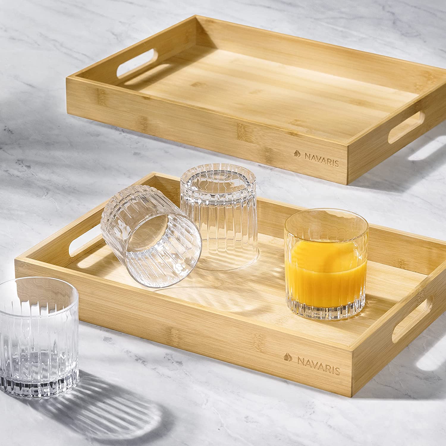 Navaris Σετ με 3 Δίσκους Σερβιρίσματος από Μπαμπού - 53446.03