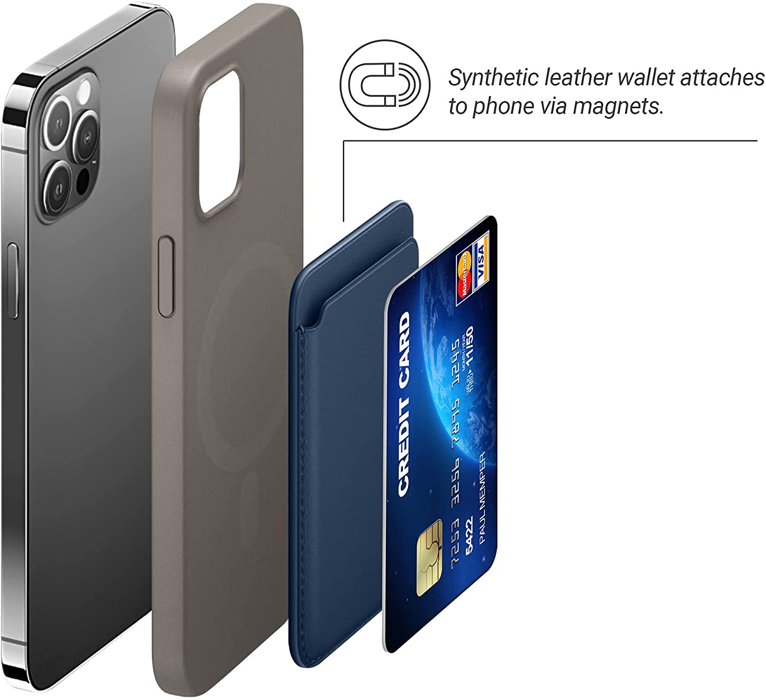 KW iPhone Θήκη από Συνθετικό Δέρμα για Πιστωτικές Κάρτες - Blue - 54606.17