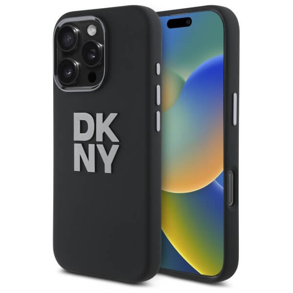 DKNY iPhone 16 Pro Max - Liquid Silicone Metal Logo - Σκληρή Θήκη με Πλαίσιο Σιλικόνης - Black