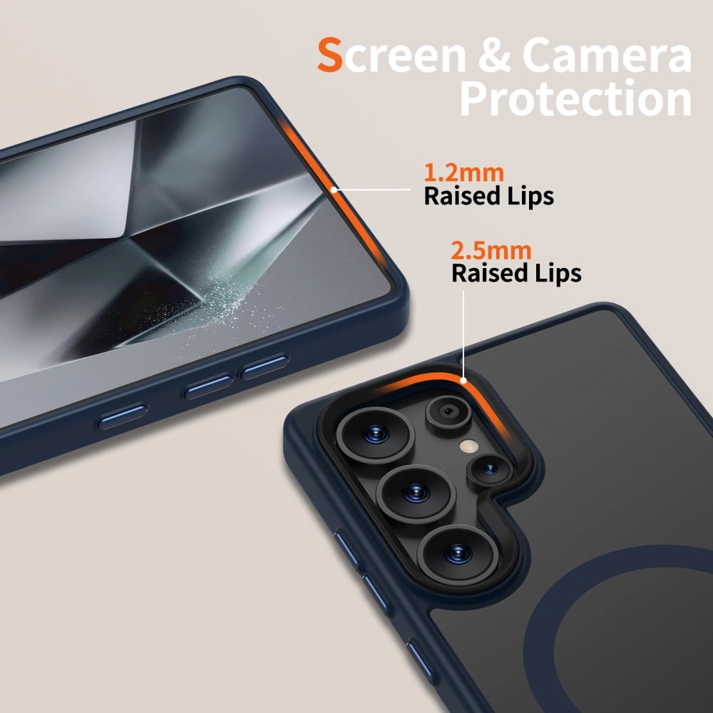 Tech-Protect Samsung Galaxy S25 Ultra MagMat Σκληρή Θήκη με Πλαίσιο Σιλικόνης και MagSafe - Matte Navy / Ημιδιάφανη