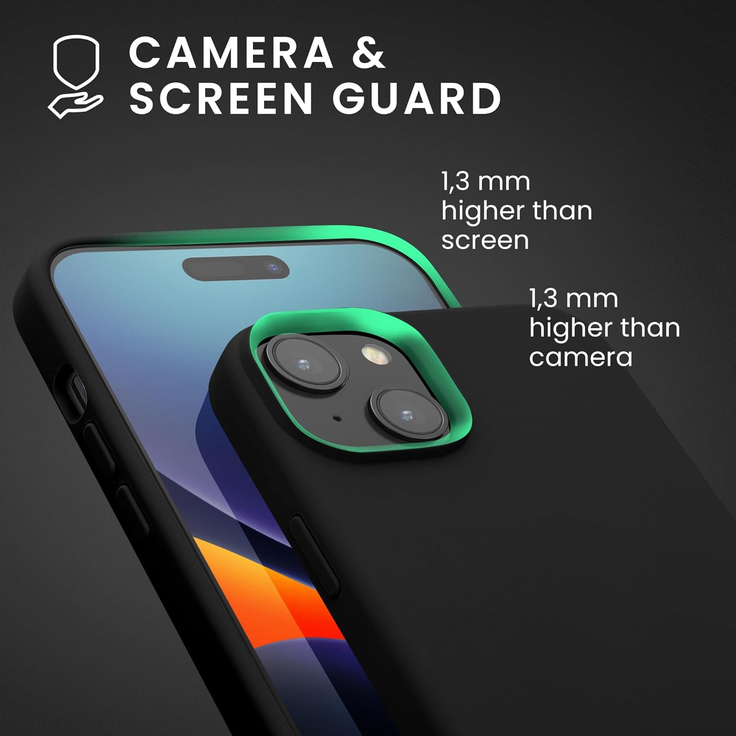 KW iPhone 15 Θήκη Σιλικόνης Rubberized TPU - Black - 61953.01