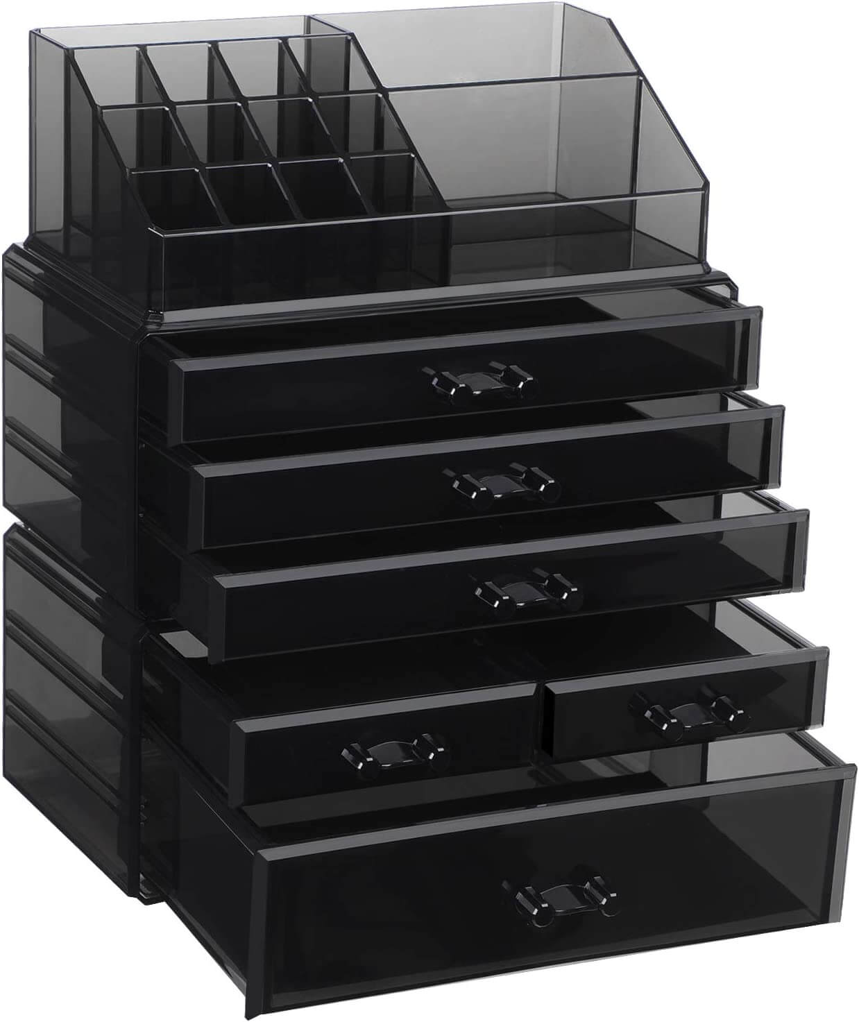 Songmics Ακρυλικός Οργανωτής Καλλυντικών με 6 Συρτάρια - Black / Ημιδιάφανος - JKA009BK