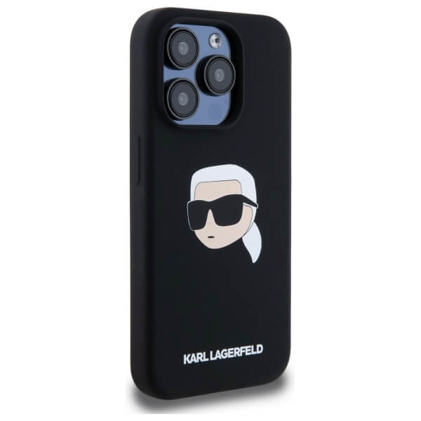 Karl Lagerfeld iPhone 15 Pro - Silicone Karl Head Print - Θήκη Σιλικόνης με MagSafe - Black - KLHMP15LSKHPPLK
