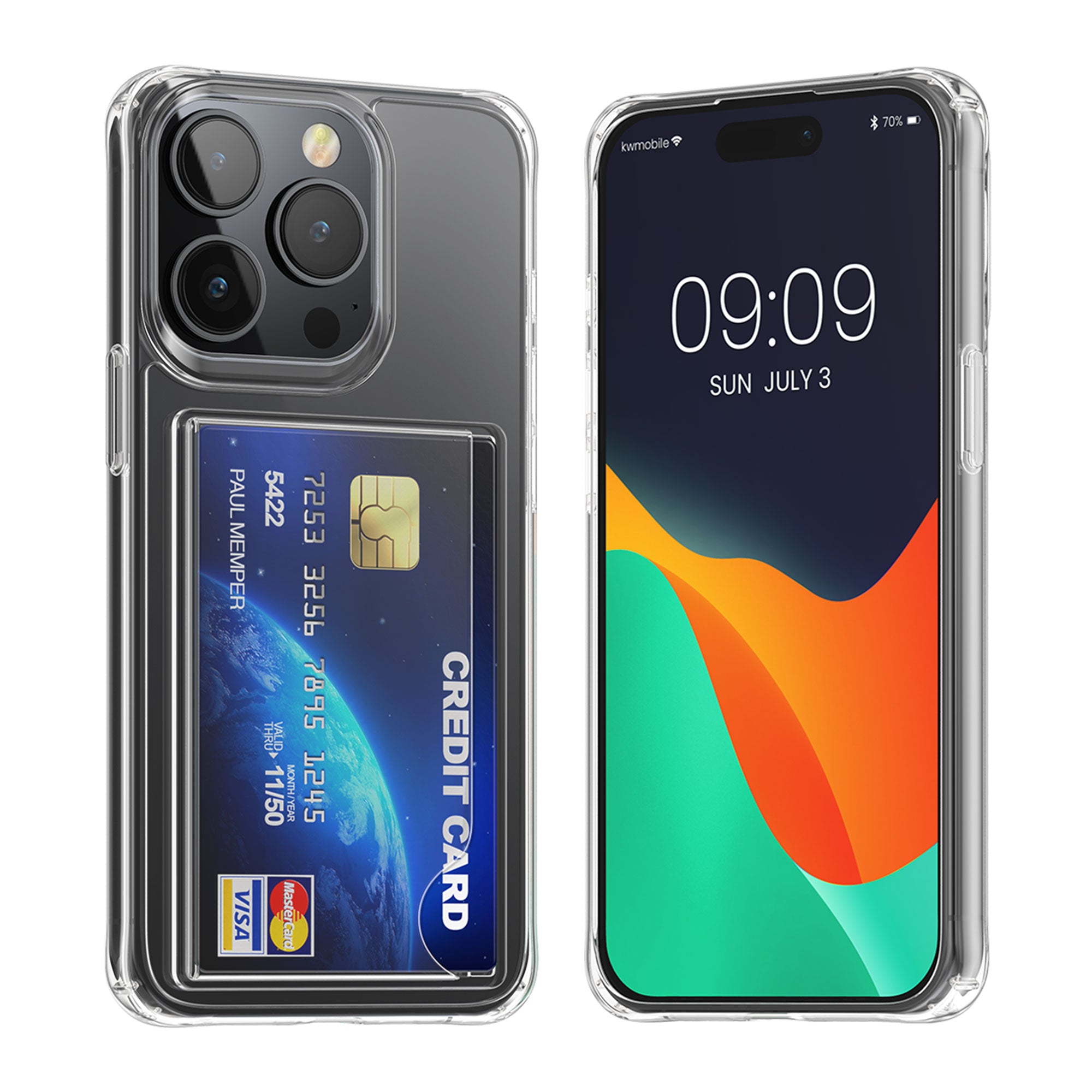 KW iPhone 15 Pro Σκληρή Θήκη με Υποδοχή για Κάρτες - Clear