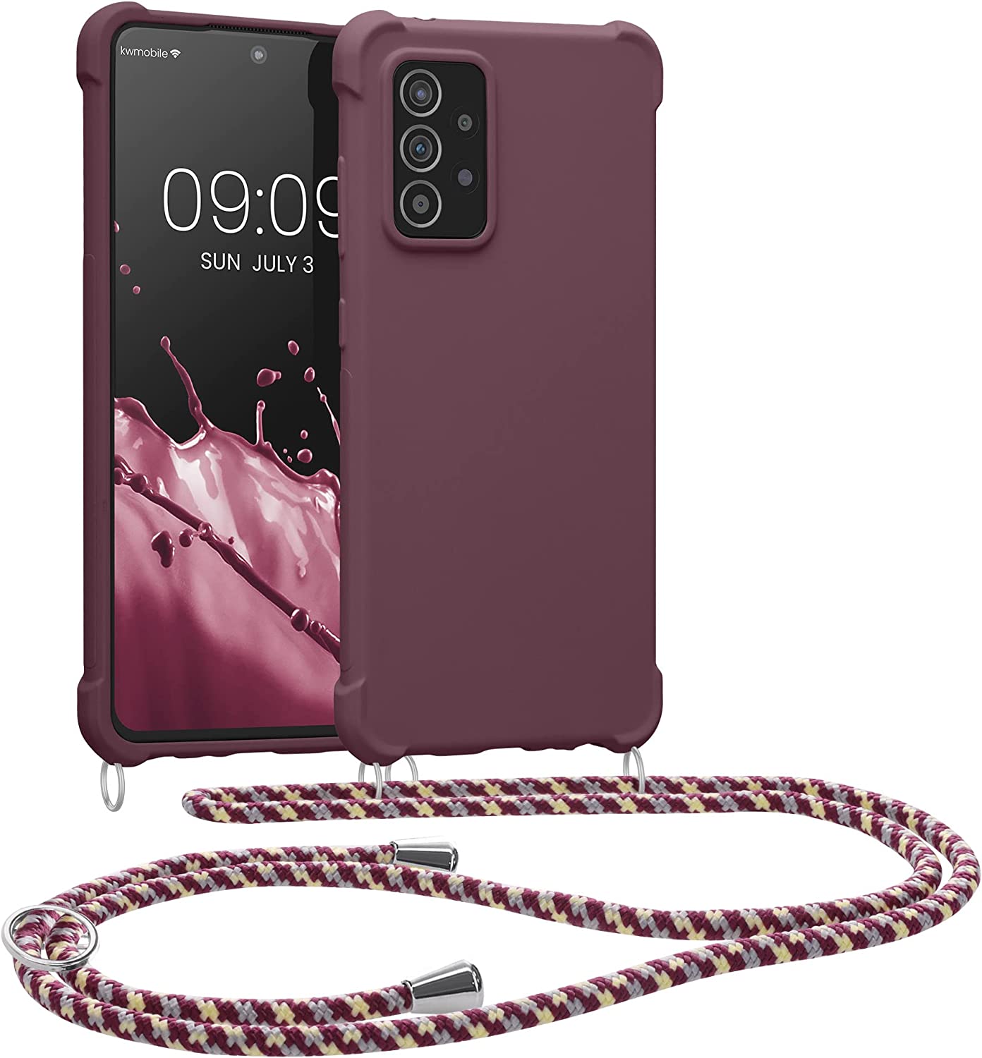 KW Samsung Galaxy A52 / A52 5G / A52s 5G Θήκη Σιλικόνης TPU με Λουράκι - Bordeaux Purple - 58558.187