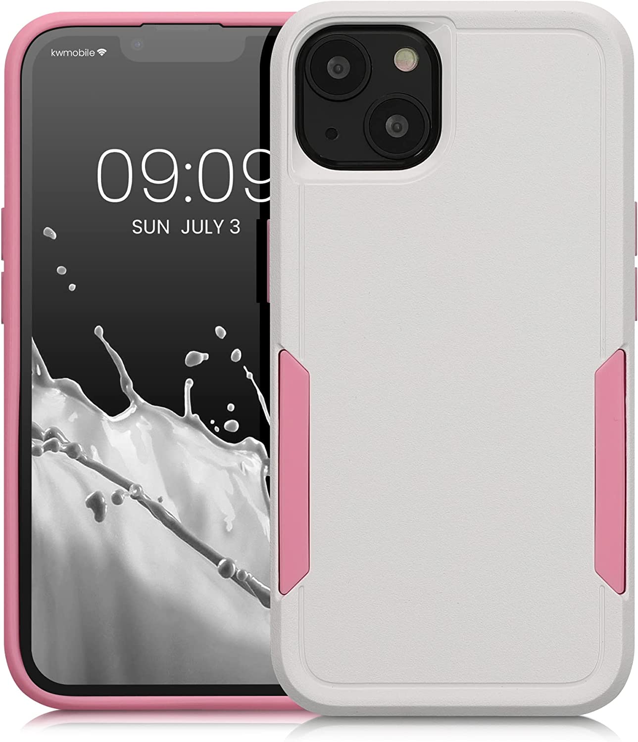KW iPhone 13 Shockproof Hybrid Σκληρή Θήκη με Πλαίσιο Σιλικόνης TPU - White / Pink - 59198.02