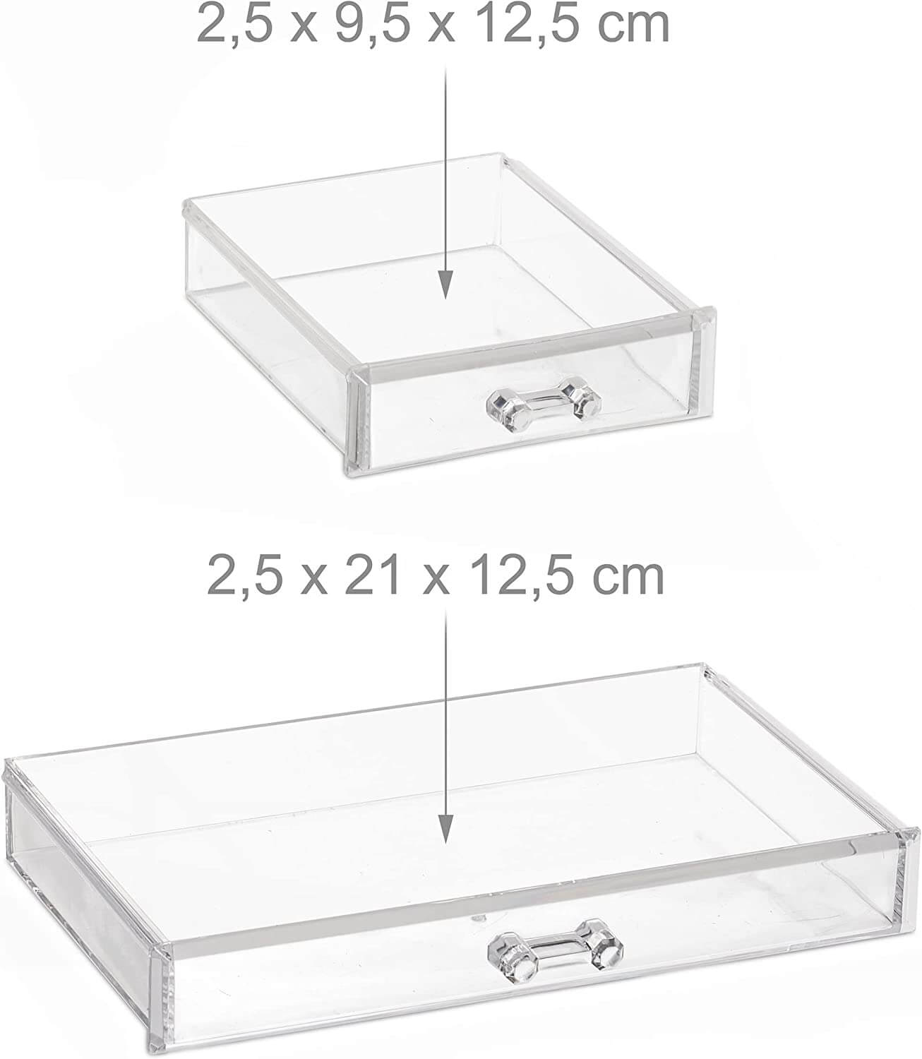 Relaxdays Οργανωτής Καλλυντικών με 4 Συρτάρια από Μπαμπού και Πλαστικό - Natural / Διάφανο - 4052025430351