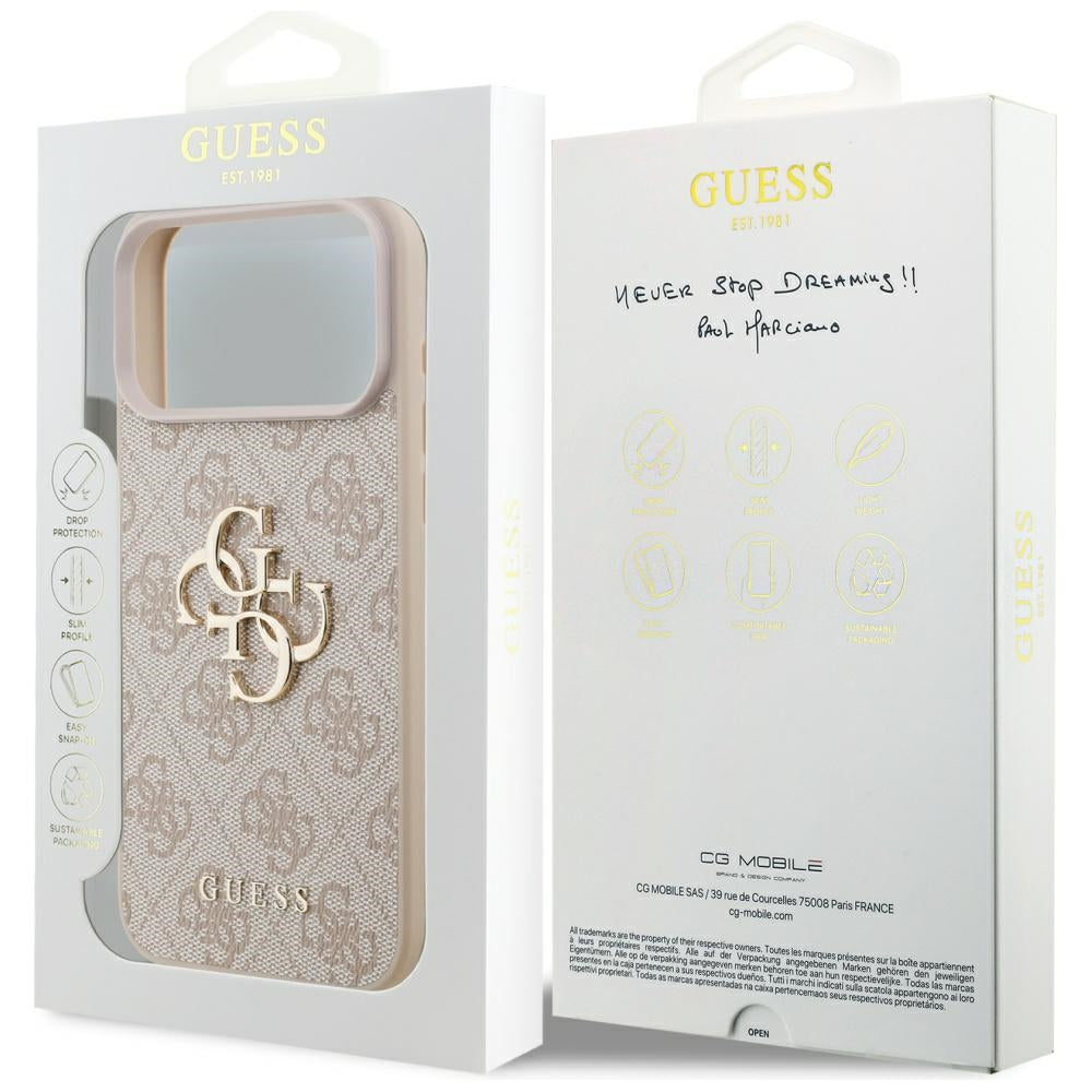 Guess iPhone 17 Pro Max - 4G Big Logo - Σκληρή Θήκη με Πλαίσιο Σιλικόνης και Επένδυση Συνθετικού Δέρματος - Pink - GUHCP17X4GMGPI