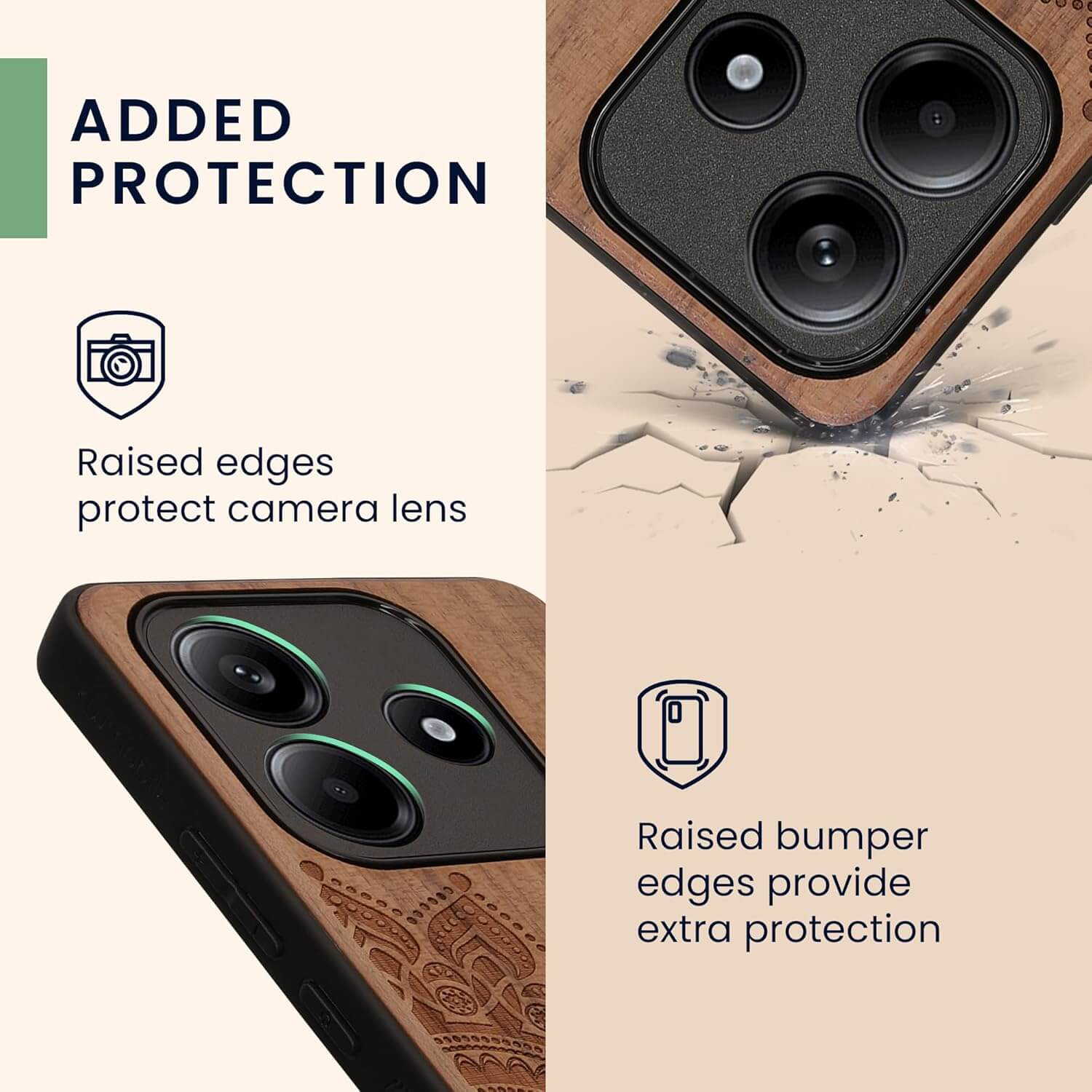 KW Xiaomi Redmi Note 14 5G Θήκη από Φυσικό Ξύλο - Design Rising Sun - Dark Brown