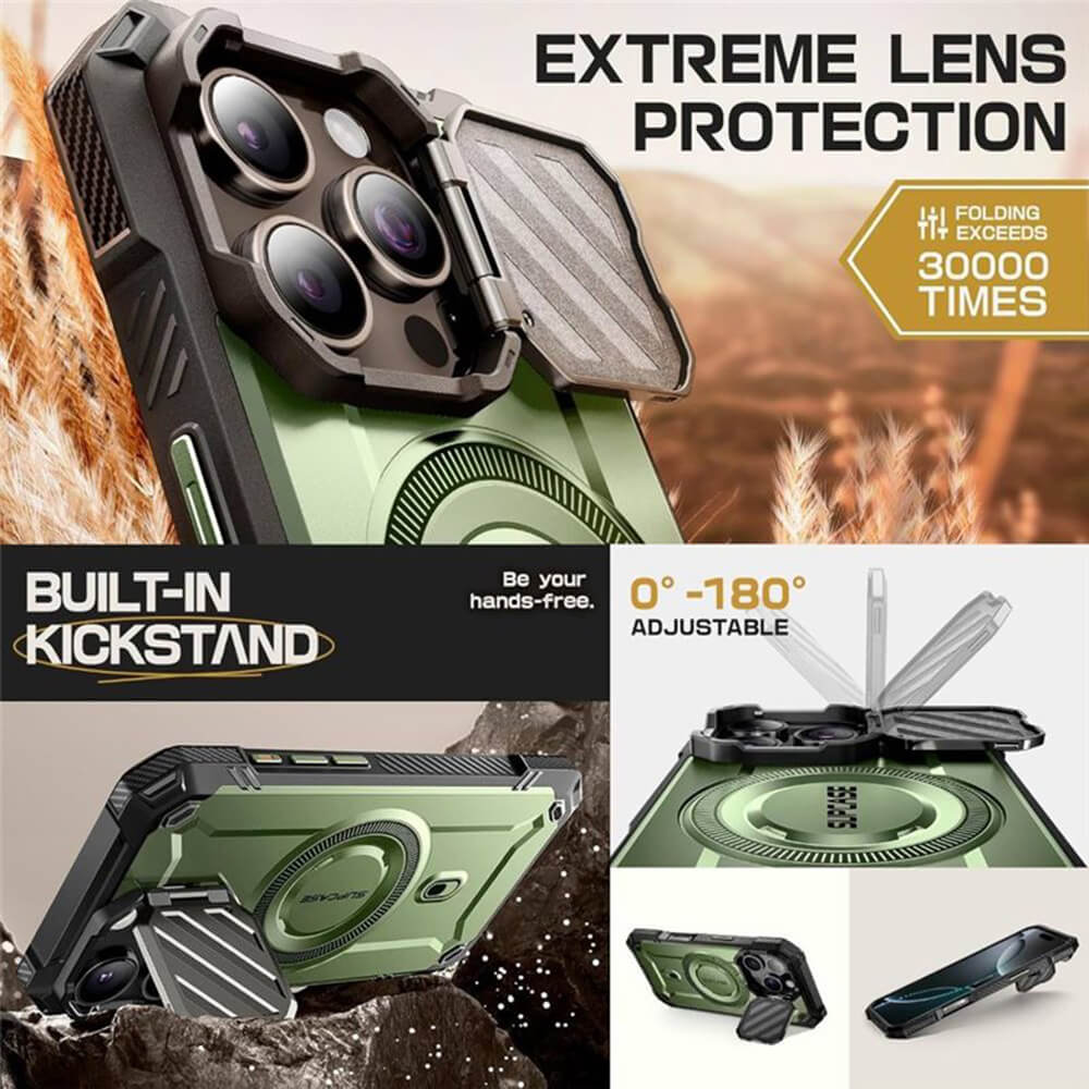 Supcase iPhone 16 Pro - Unicorn Beetle XT MagSafe - Σκληρή Θήκη με Προστασία Κάμερας / Stand - Dark Green