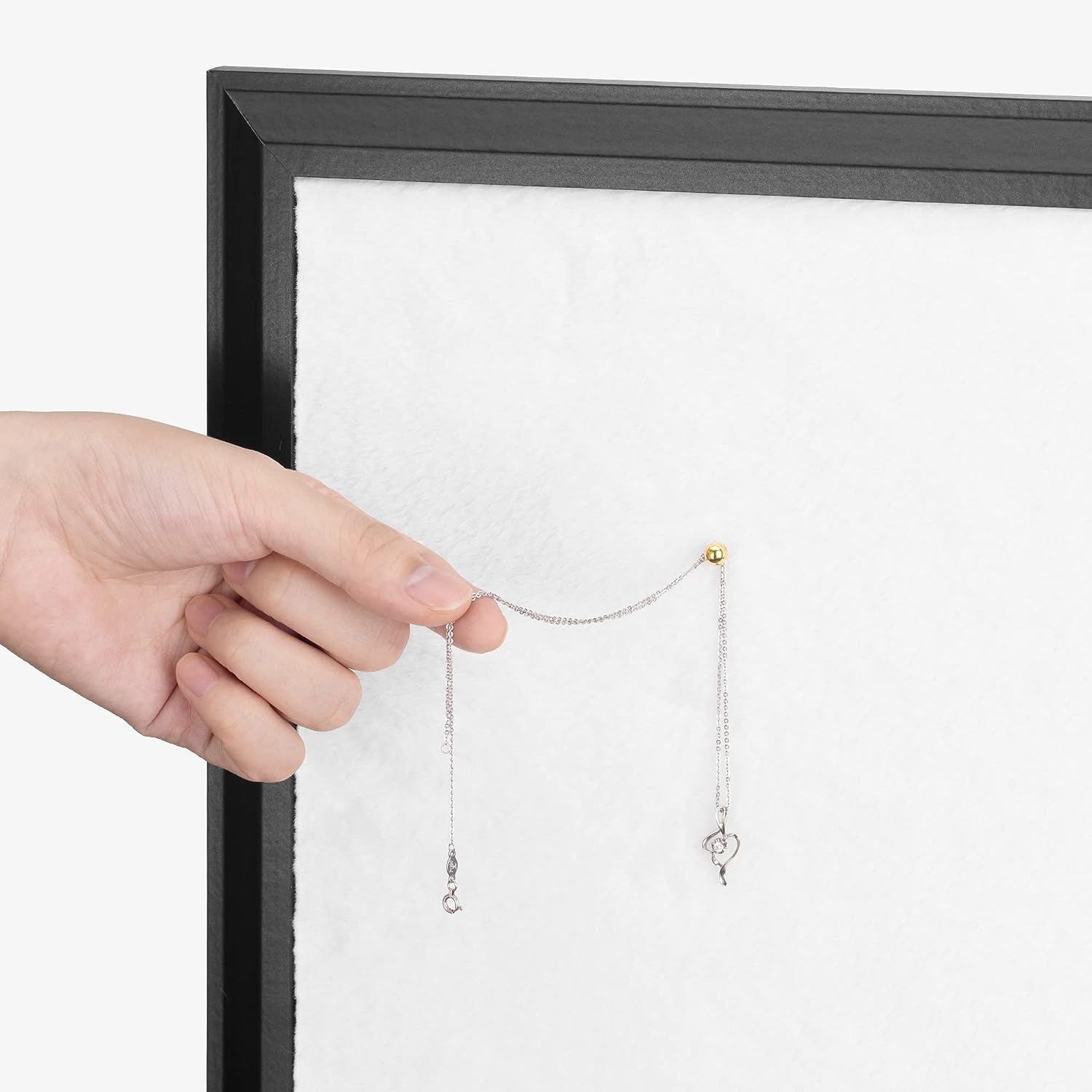 Navaris Πίνακας Ανακοινώσεων από Λούτρινο Ύφασμα με Ξύλινο Πλαίσιο - 60 x 45 cm - Black / White - 55215.03