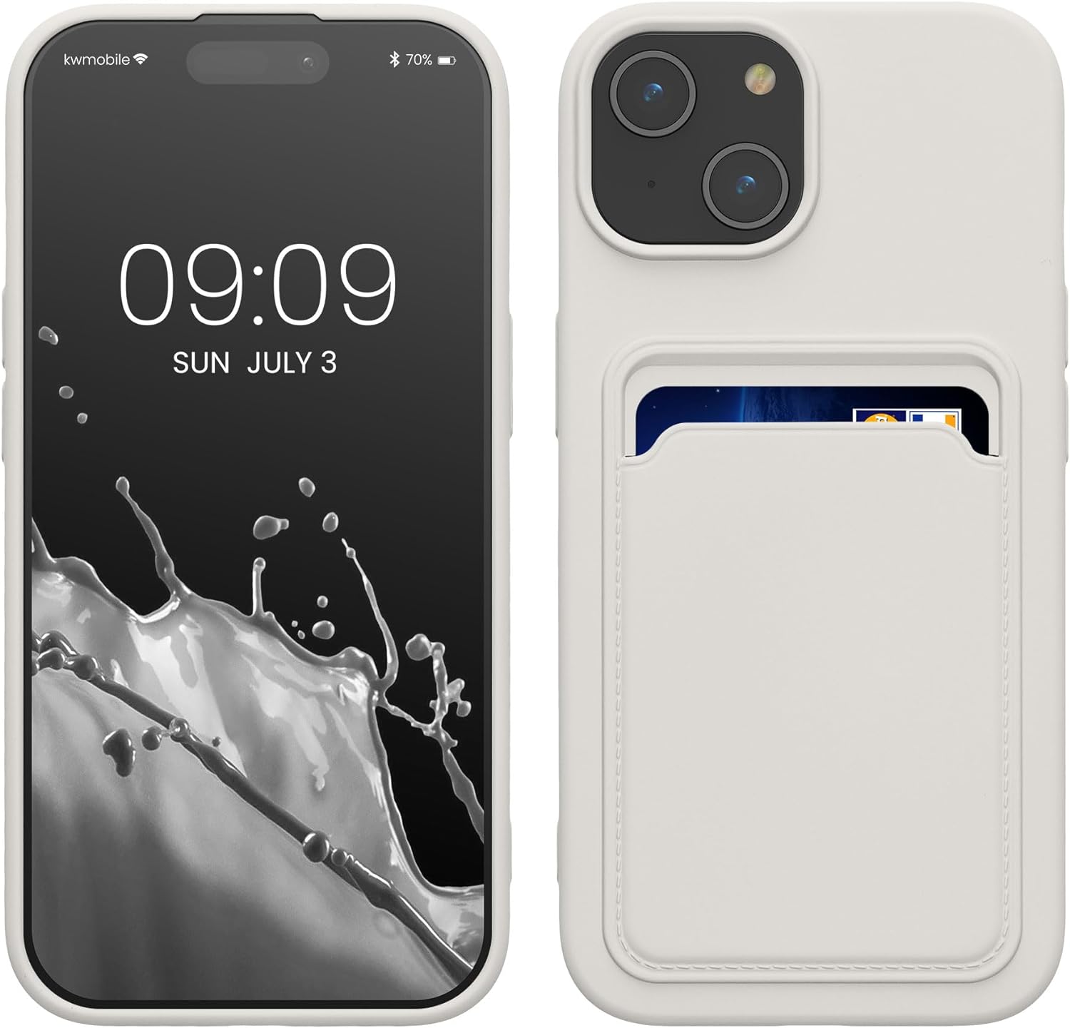 KW iPhone 15 Θήκη Σιλικόνης TPU με Υποδοχή για Κάρτα - White