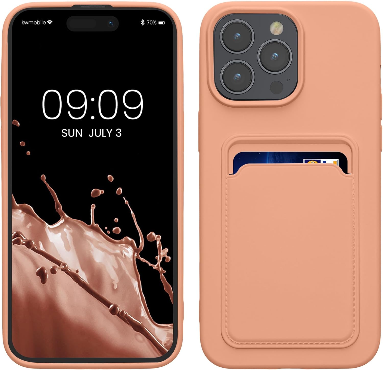 KW iPhone 15 Pro Max Θήκη Σιλικόνης TPU με Υποδοχή για Κάρτα - Grapefruit Pink