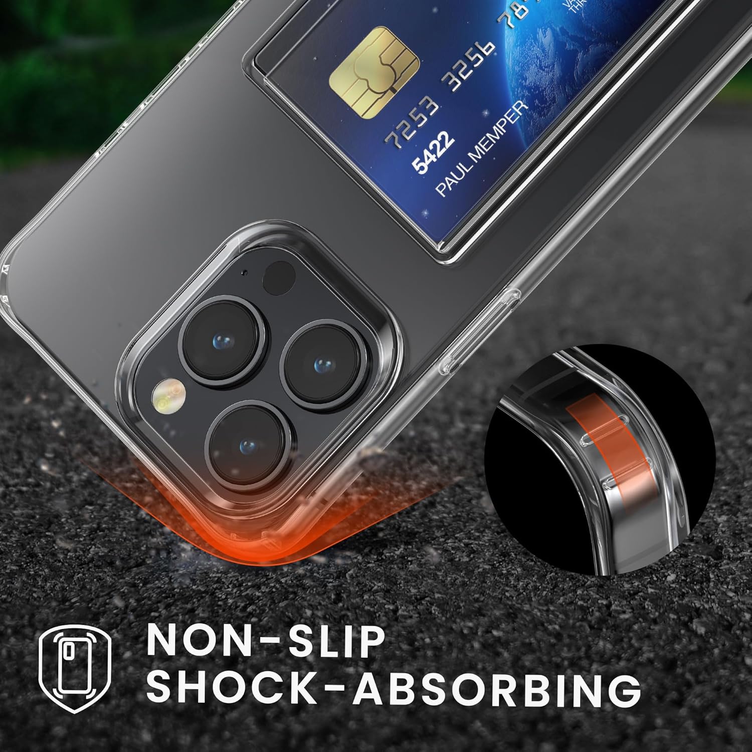 KW iPhone 15 Pro Max Σκληρή Θήκη με Υποδοχή για Κάρτες - Clear