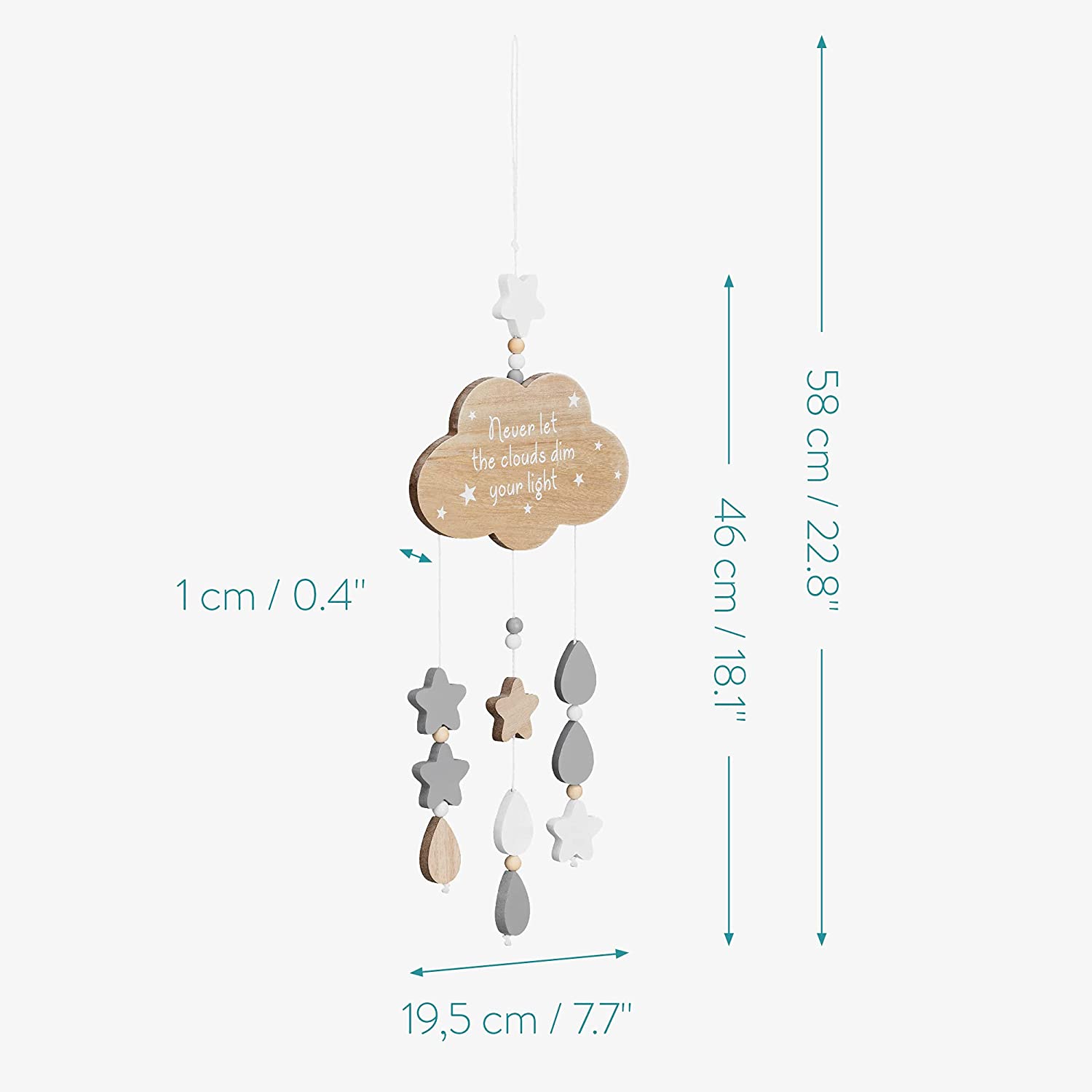 Navaris Κρεμαστό Διακοσμητικό για το Παιδικό Δωμάτιο - Clouds and Stars - Beige - 54194.01