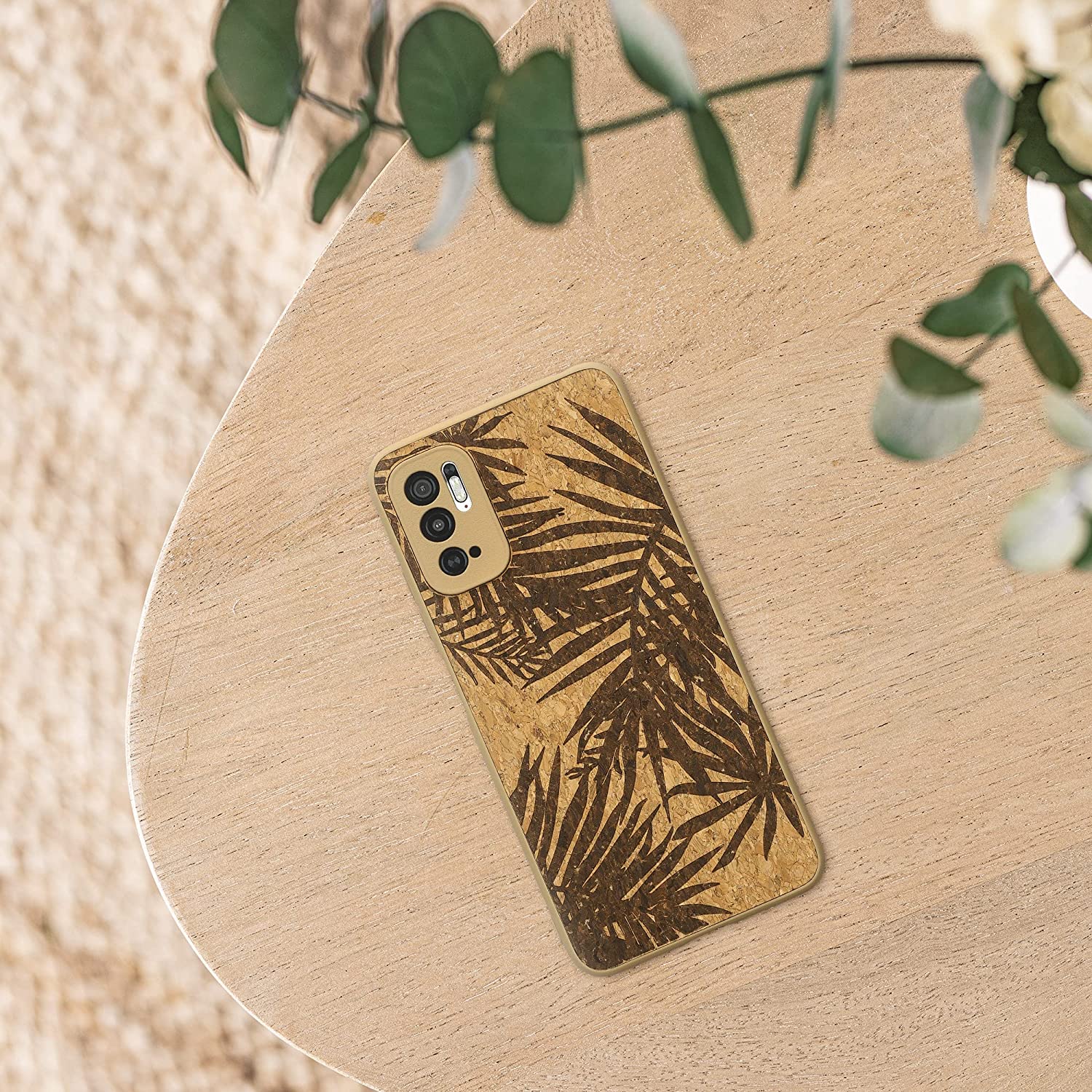 KW Xiaomi Redmi Note 10 5G / Poco M3 Pro 5G Σκληρή Θήκη από Φελλό με Πλαίσιο Σιλικόνης - Design Jungle - Dark Brown / Light Brown - 57928.01