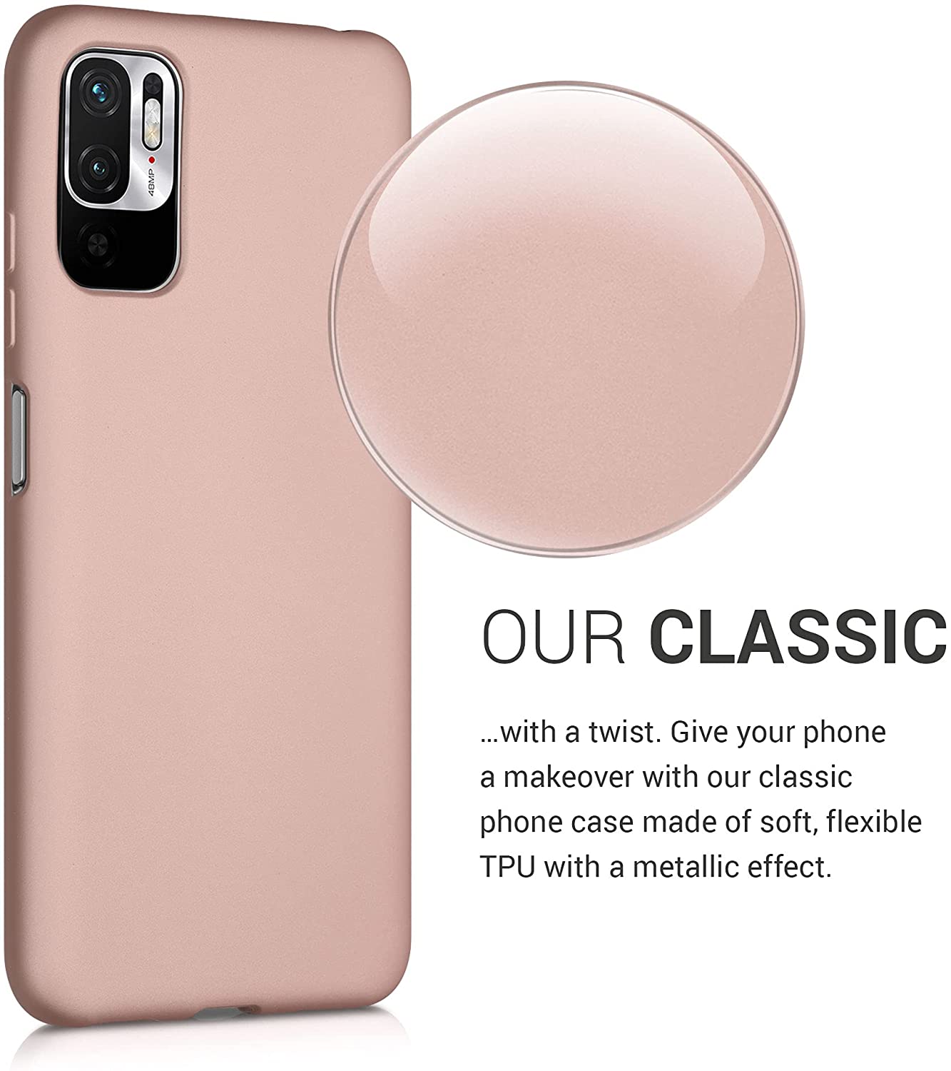 KW Xiaomi Redmi Note 10 5G / Poco M3 Pro 5G Θήκη Σιλικόνης TPU - Metallic Rose Gold - 54949.31