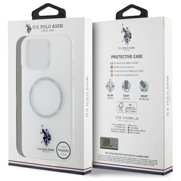 US Polo iPhone 16 Pro Max - IML Ring - MagSafe Σκληρή Θήκη με Πλαίσιο Σιλικόνης - White - USHMP16XHOCLDPW