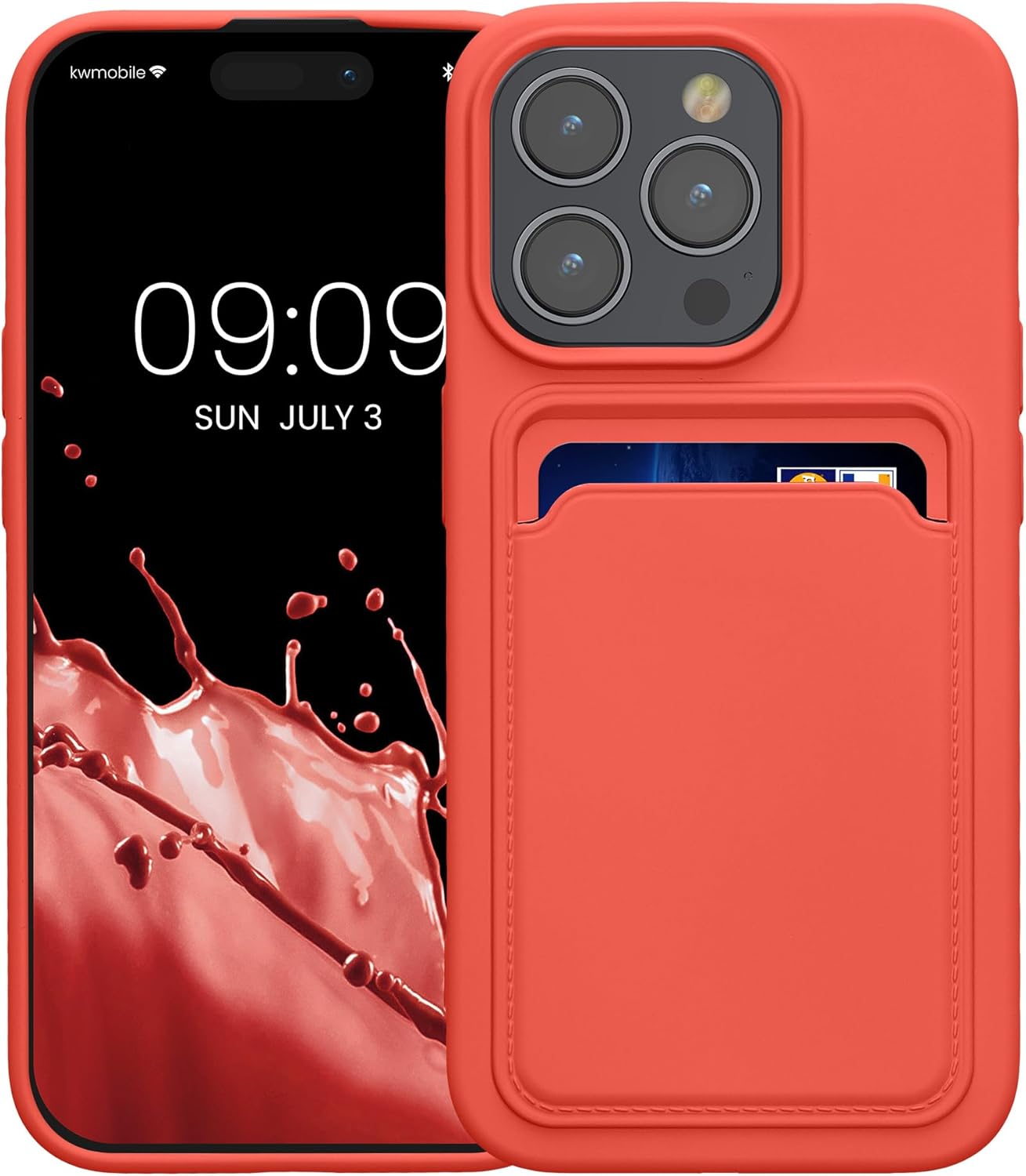 KW iPhone 15 Pro Θήκη Σιλικόνης TPU με Υποδοχή για Κάρτα - Coral