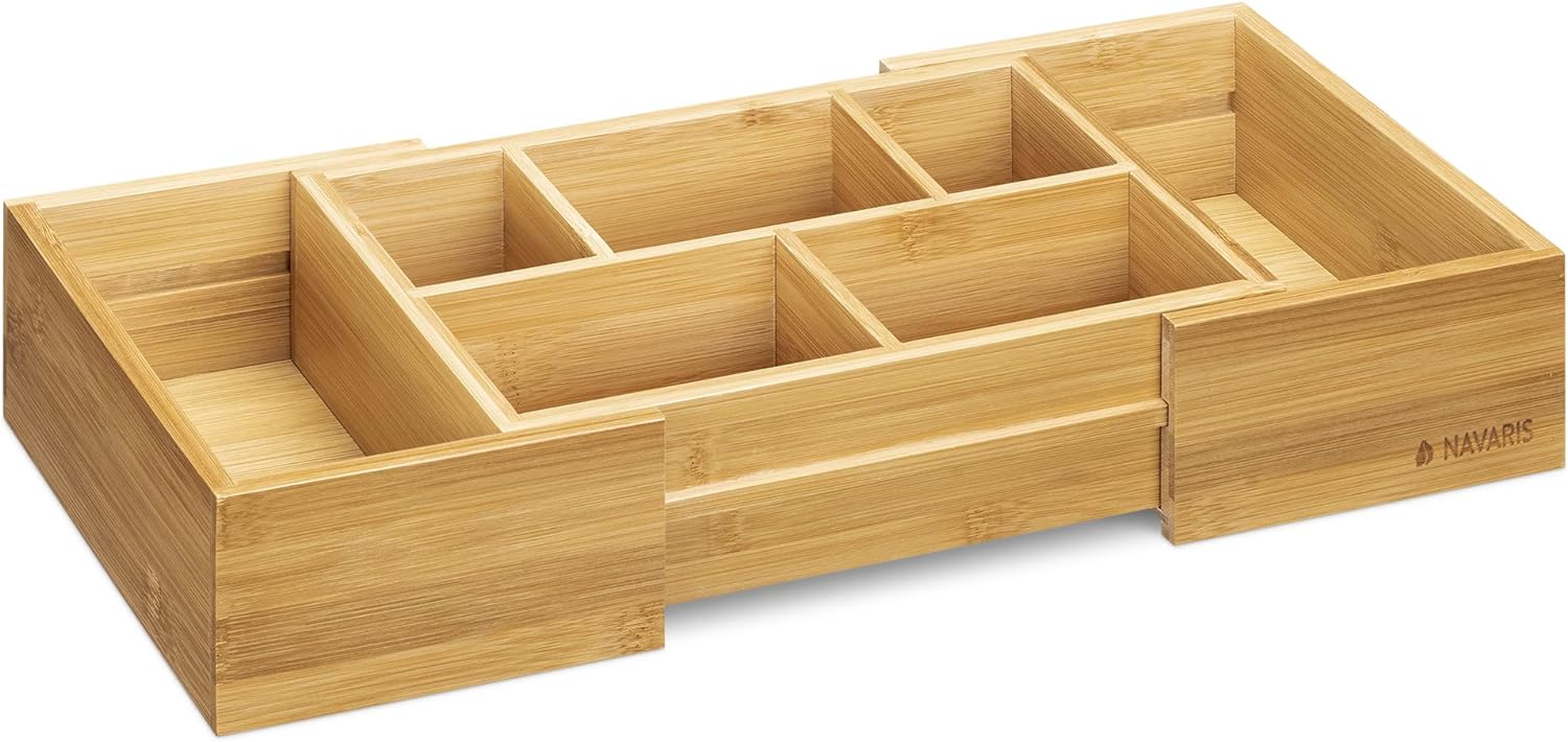 Navaris Επεκτάσιμος Δίσκος Αποθήκευσης για Μαχαιροπίρουνα από Μπαμπού - Light Brown - 55072.01