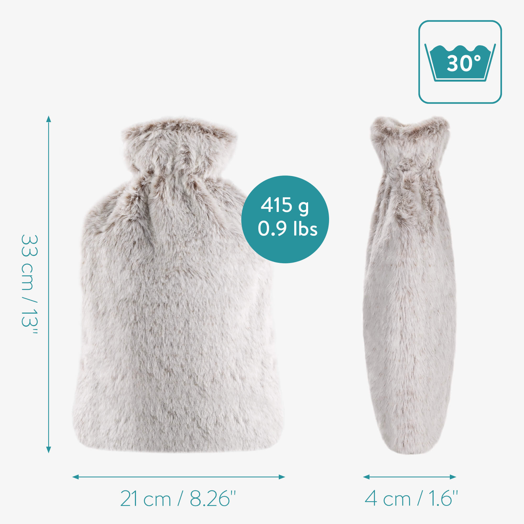 Navaris Θερμοφόρα Ζεστού Νερού με Γούνινη Θήκη - 2L - Beige - 54814.11