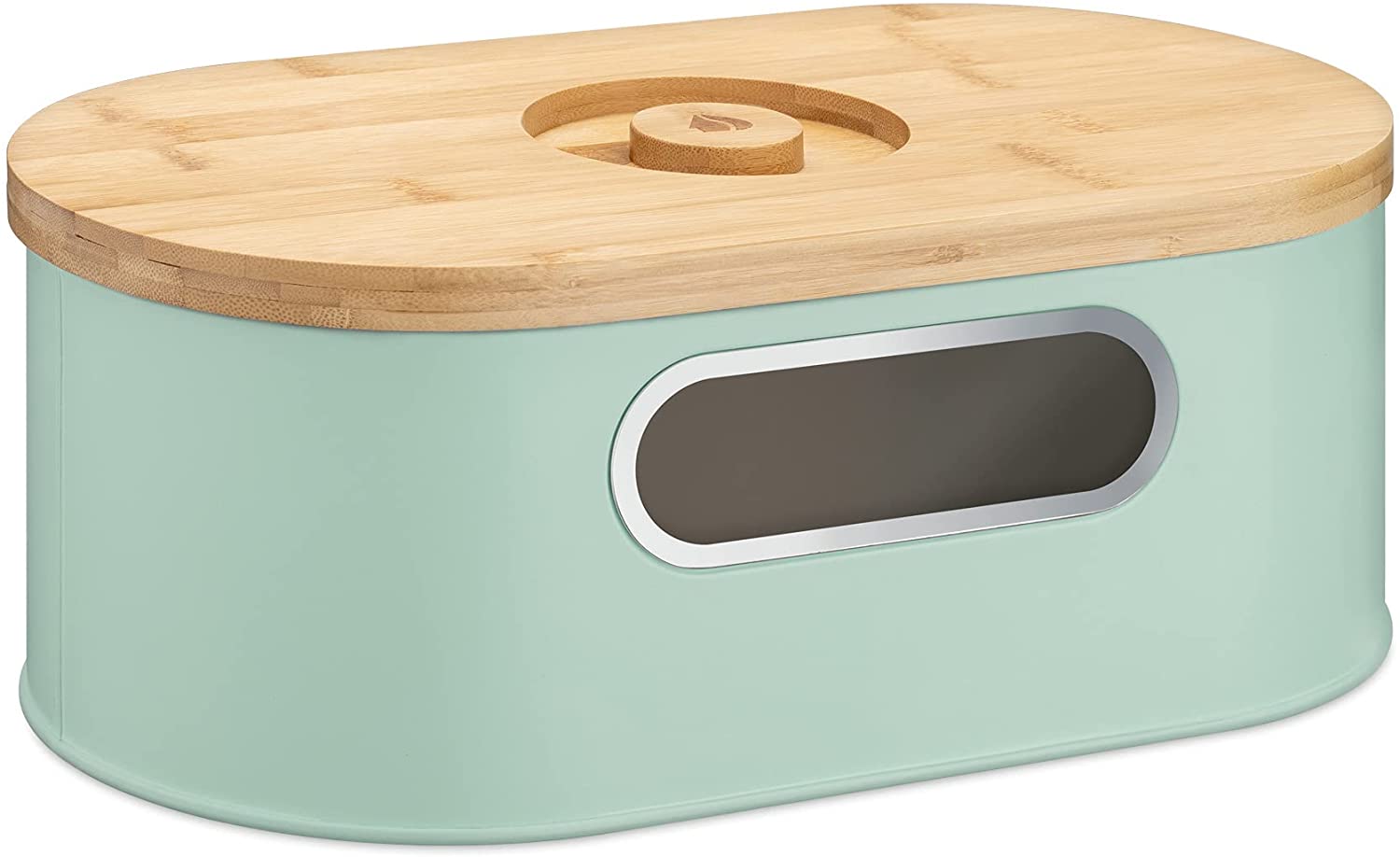 Navaris Bread Bin with Bamboo Lid Δοχείο Αποθήκευσης Ψωμιού με Καπάκι από Μπαμπού - Mint Green / Bamboo - 50595.04