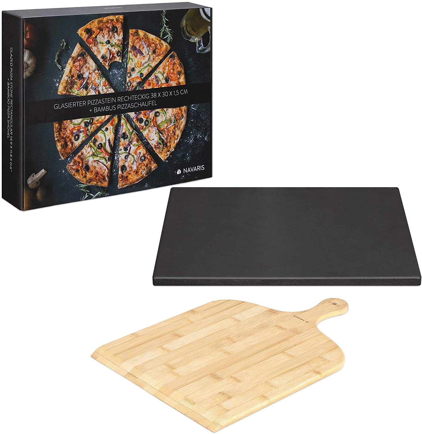 Navaris Πέτρα Ψησίματος Πίτσας με Φτυάρι - Black - 51246.01.02