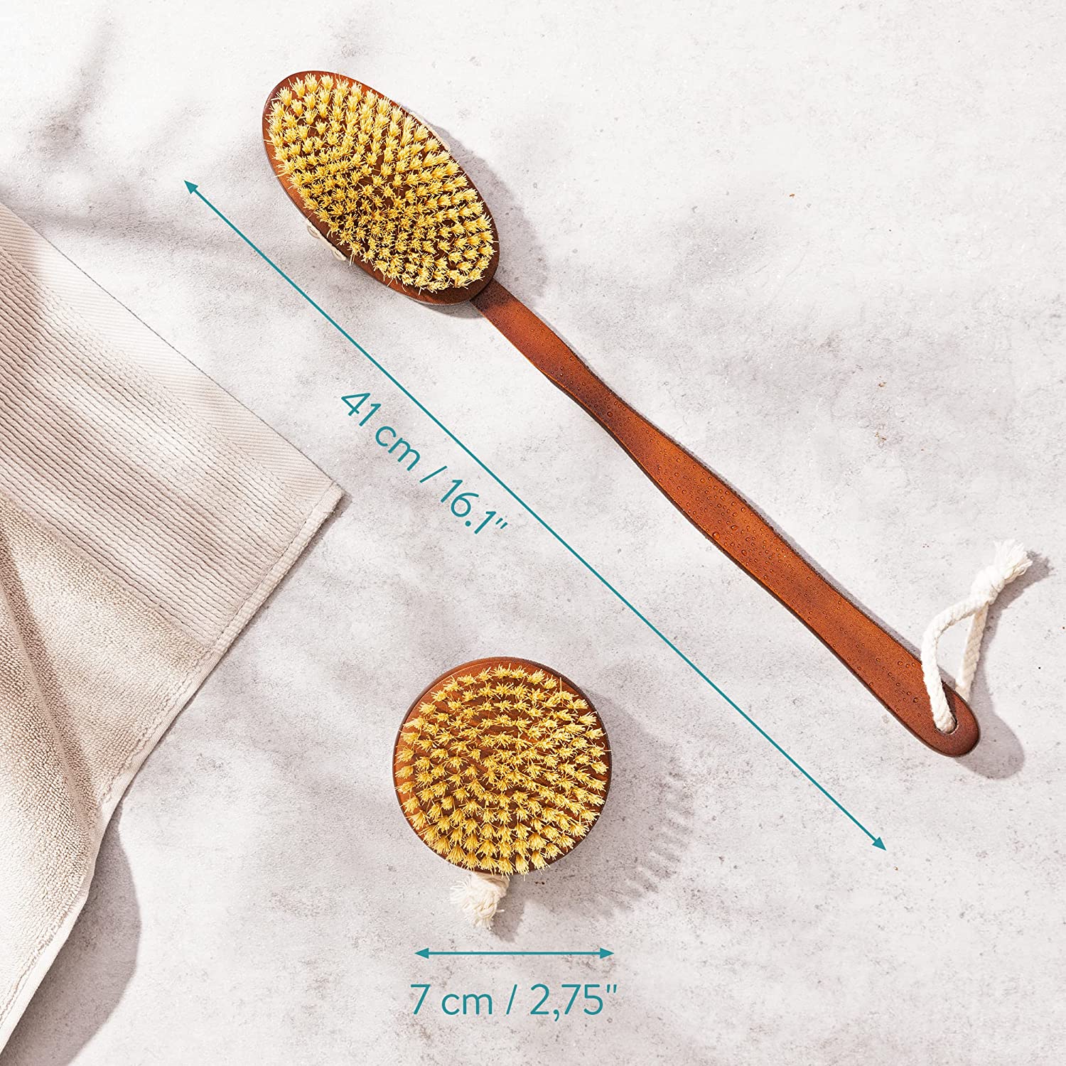 Navaris Σετ με 2 Ξύλινες Βούρτσες Απολέπισης Σώματος - Brown - 58401.01