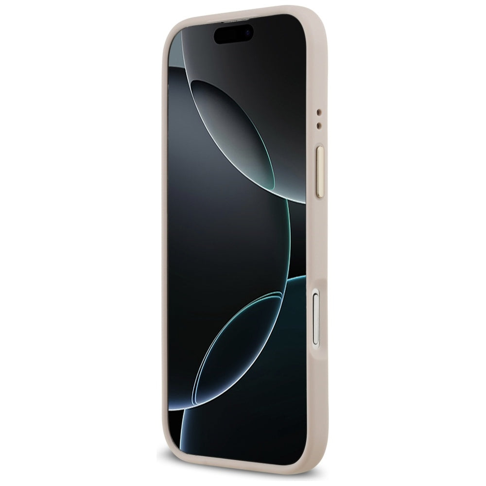 Guess iPhone Air - 4G Strass Logo and Big Strap Metal Buttons MagSafe - Θήκη με Επένδυση Συνθετικού Δέρματος και Λουράκι - Pink - GUHMP17MP4G4DCSP