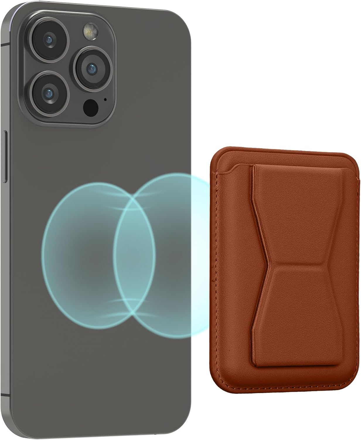 KW iPhone Μαγνητική Θήκη για Πιστωτικές Κάρτες από Συνθετικό Δέρμα με Stand - Brown